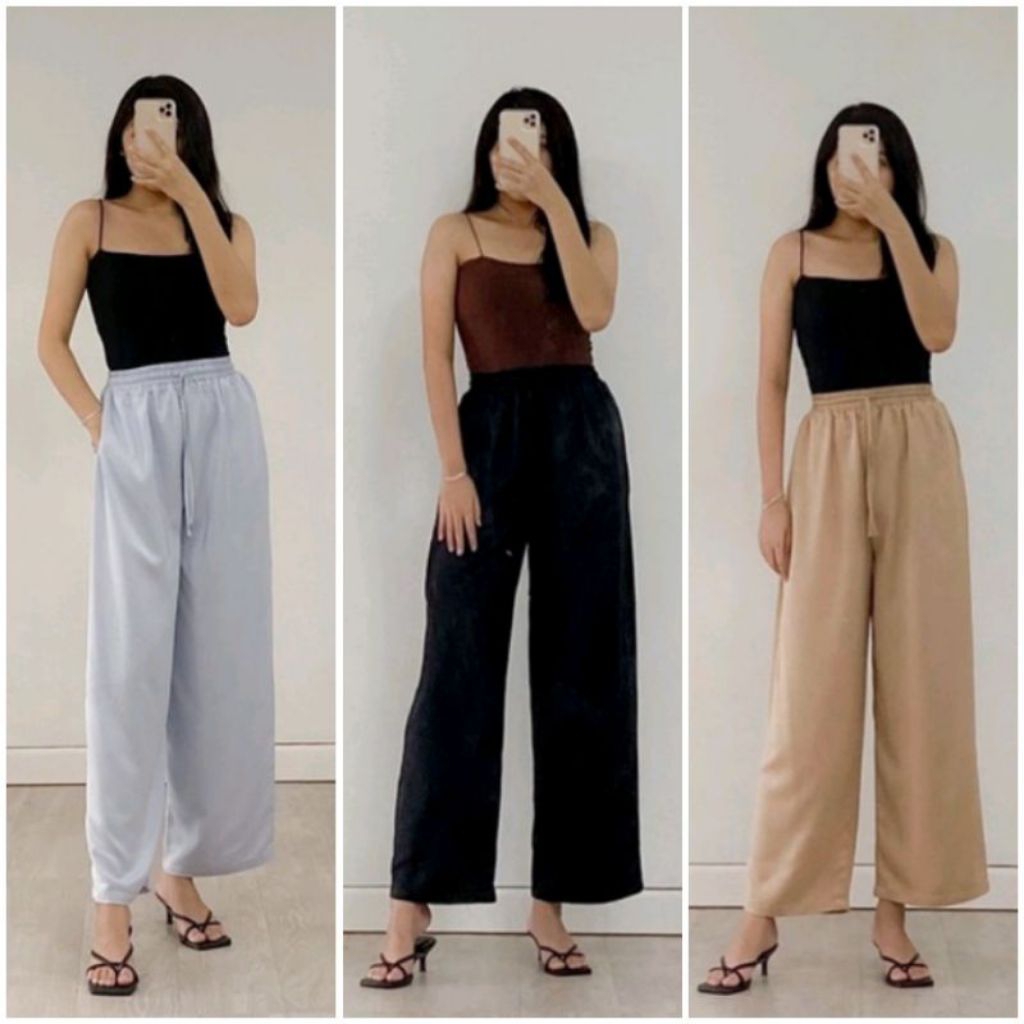 Celana Kulot Rayon Polos Celana Wanita Rayon Premium Highwaist