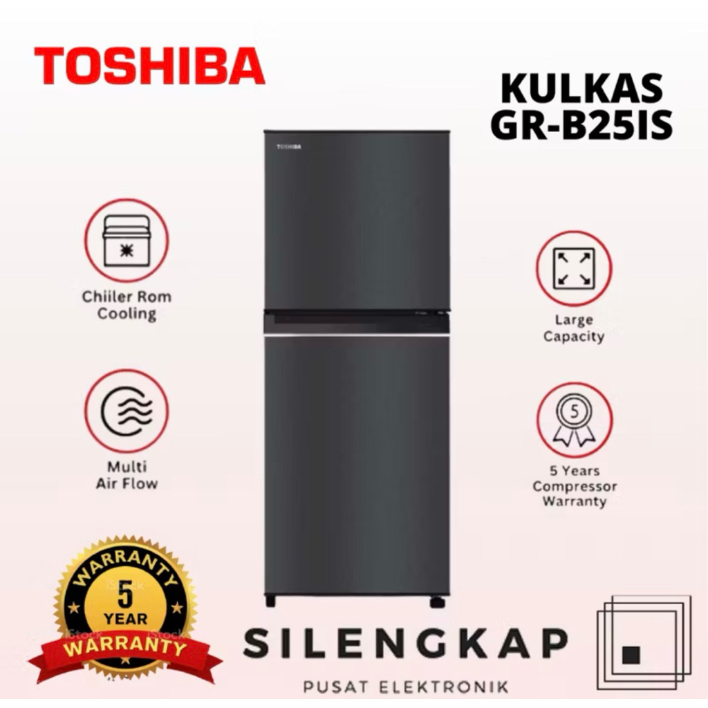 Promo Cuci Gudang Kulkas Lemari Es Lemari Pendingin Dua Pintu Toshiba GR-B25ISP
