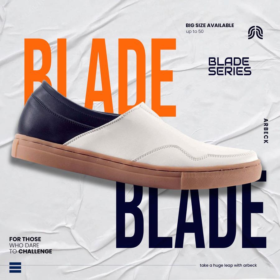 Sepatu Besar Slip On Pria Arbeck Blade Sepatu Big Size - White Black, 45