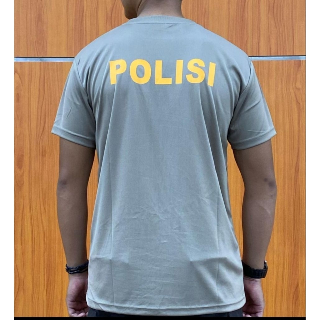 Kaos coklat polisi bahan jersey