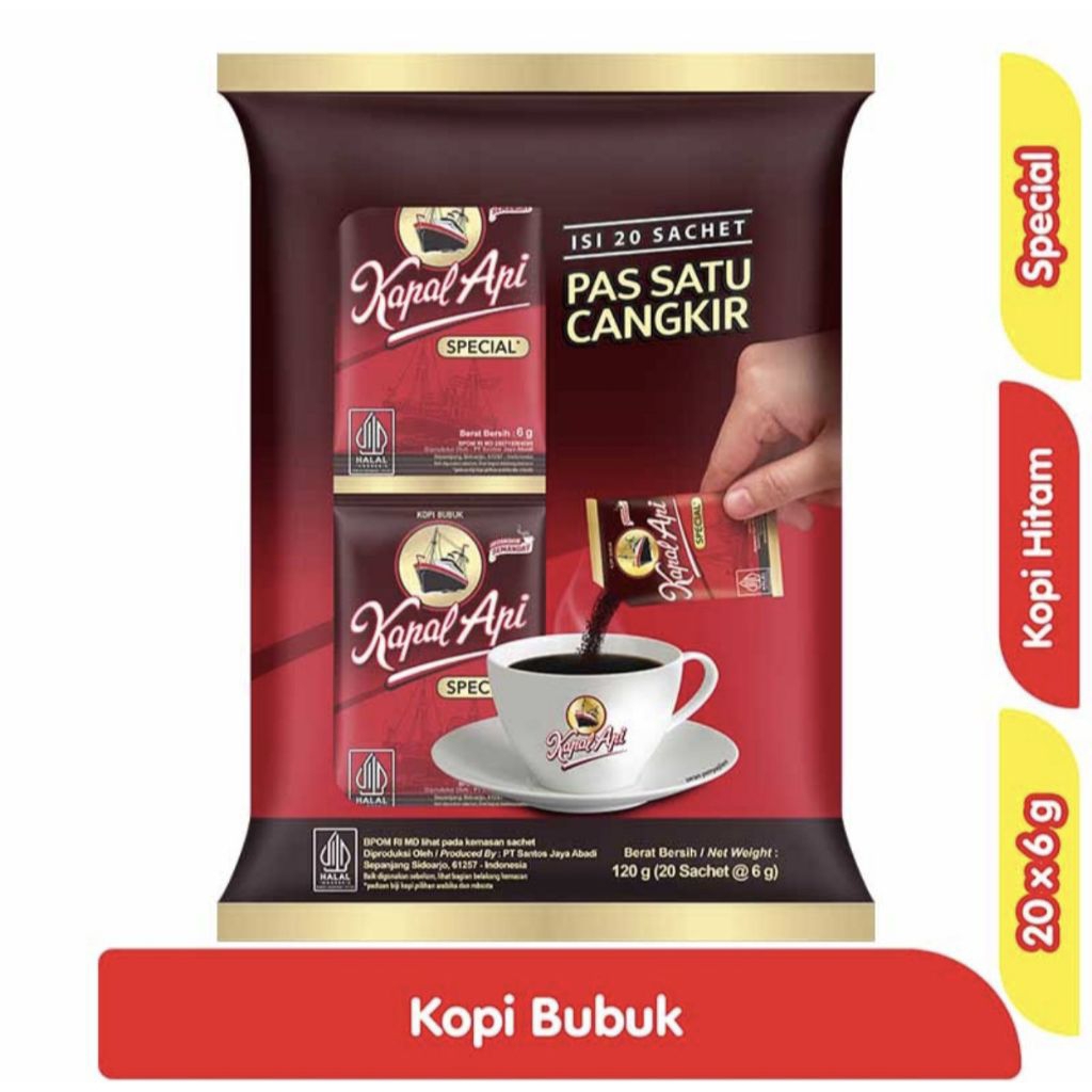

Kopi Hitam Kapal Api 6 gram x 10 sachet