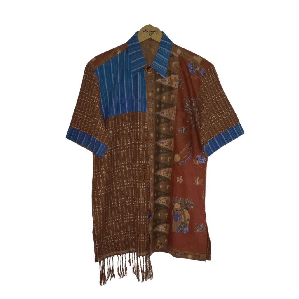 Kemeja Batik Pria Lengan Pendek - Tenun Baduy x Batik Betawi