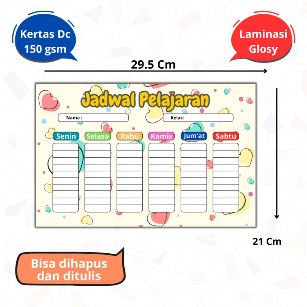 

Poster Jadwal Pelajaran Anak A4