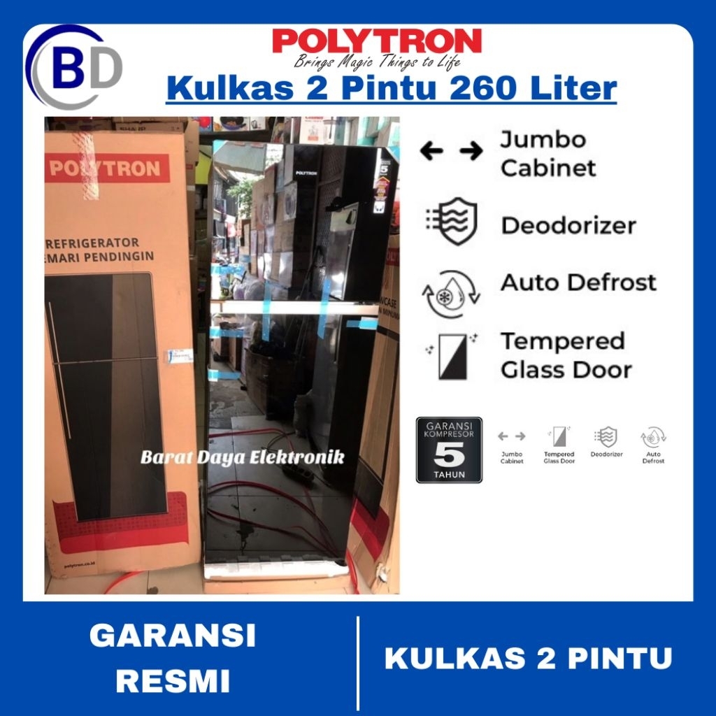Kulkas 2 Pintu Polytron PRW-29MNX 260 Liter
