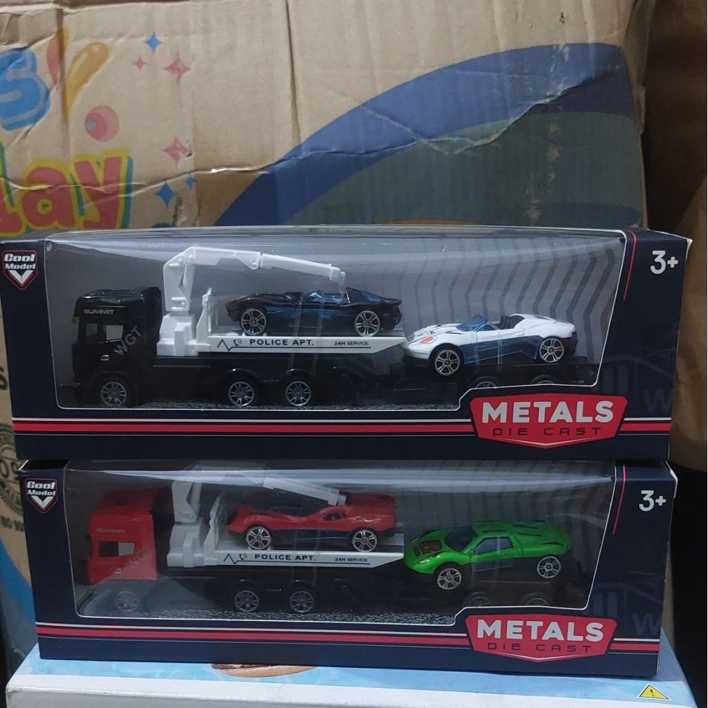 Mainan Diecast Mobil Truk Derek Polisi Anak - Mainan Minitur Truk Towing Polisi Anak