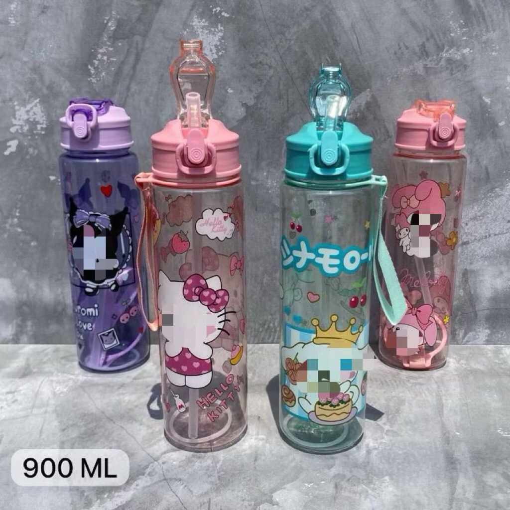 BOTOL MINUM MOTIF BONEKA 900ML BENING BOTOL MINUM ANAK SEDOTAN ANTI BOCOR PREMIUM