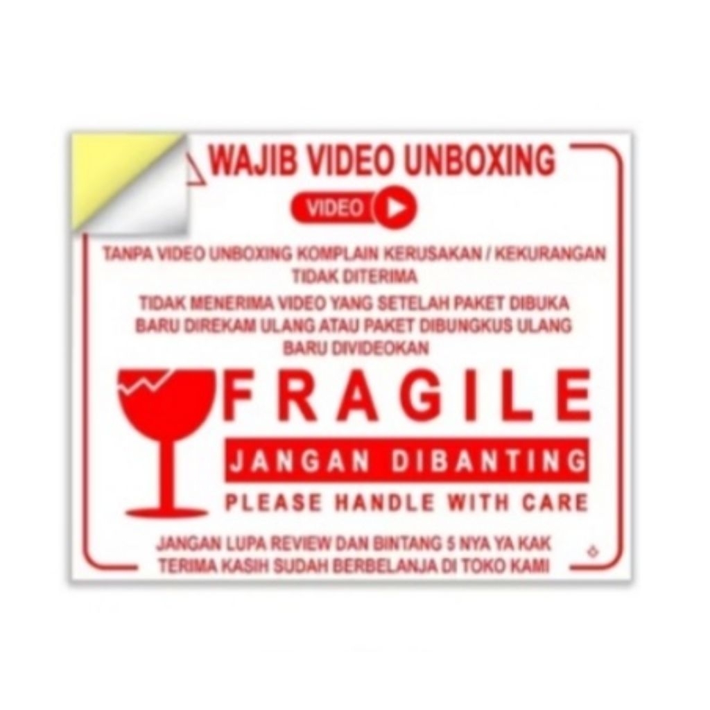 

Sticker video unboxing uk 5x4cm/ Stiker fragile cocok untuk paket