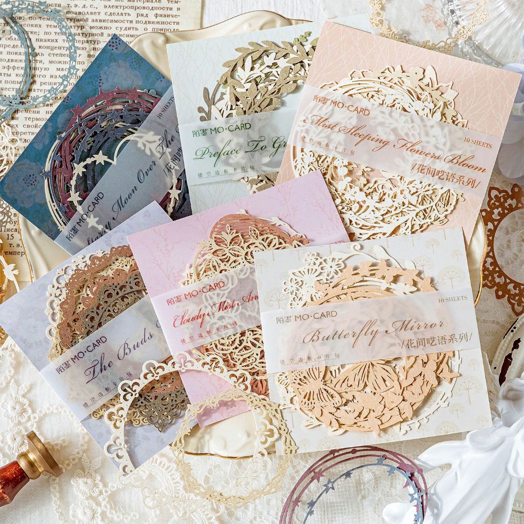 

【MAPLESOL】19 10's kertas dekorasi flower butterfly die cut paper motif bunga floral vintage frame scrapbooking bingkai deco old retro vintage material