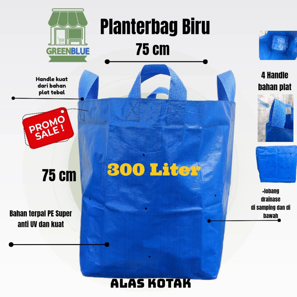 Planterbag Biru 300 liter pot tanaman pot terpal PE Super