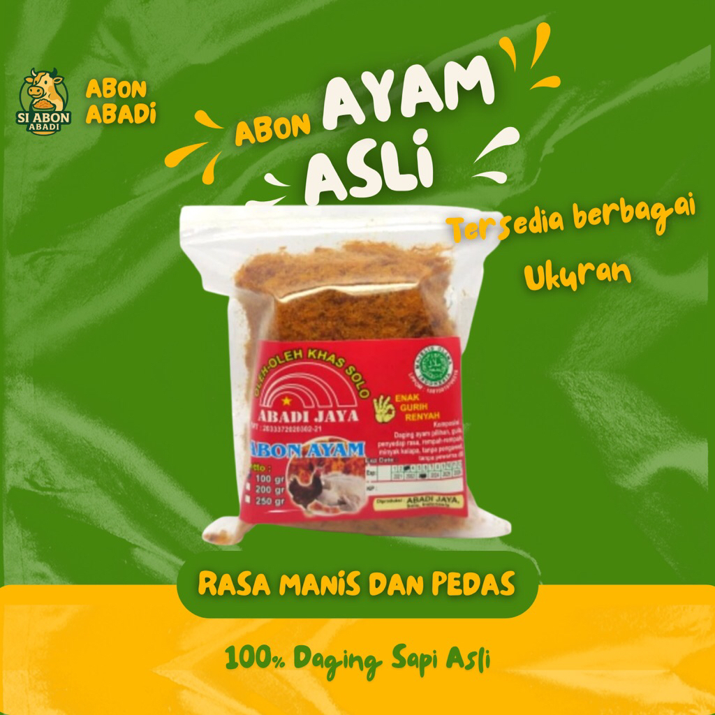 

Abon Ayam asli pedas manis 100% Original Hallal