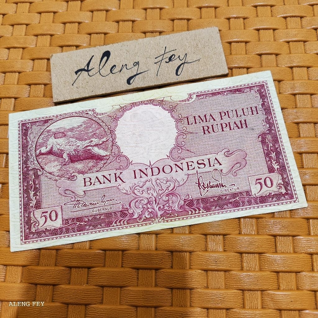 uang kuno 50 Rupiah Buaya 1957