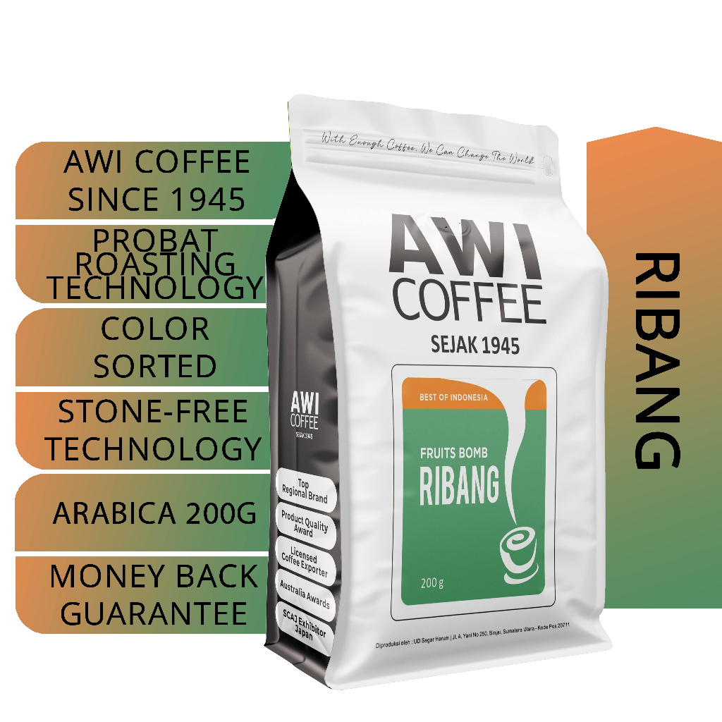 

New Produk ! Awi Coffee Kopi Ribang Gayo Musara 200gr | Manual Brew | Espresso | V60 | Vietnam Drip | Cold Brew | Americano | Kopi Aceh