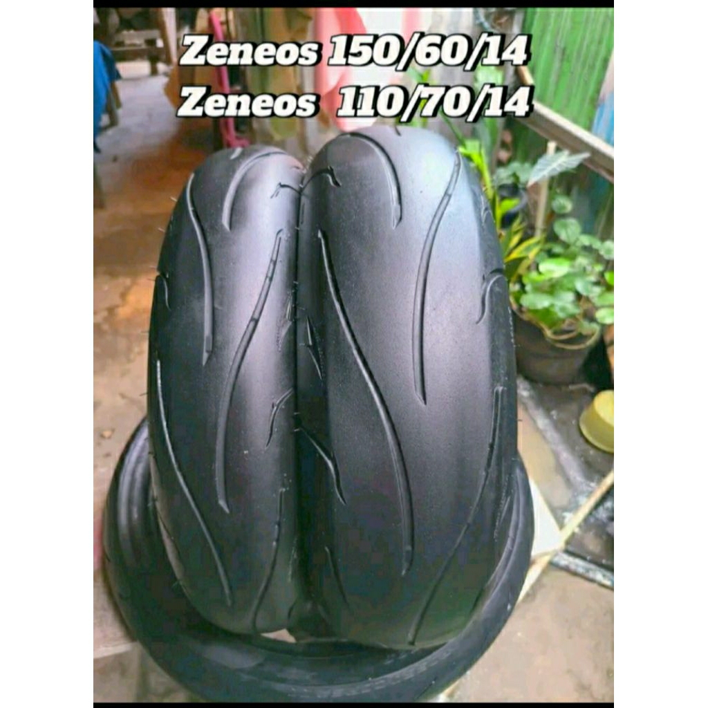 Sepasang Ban Tubeless Merk Zeneos Ukuran 150/60&110/80-14