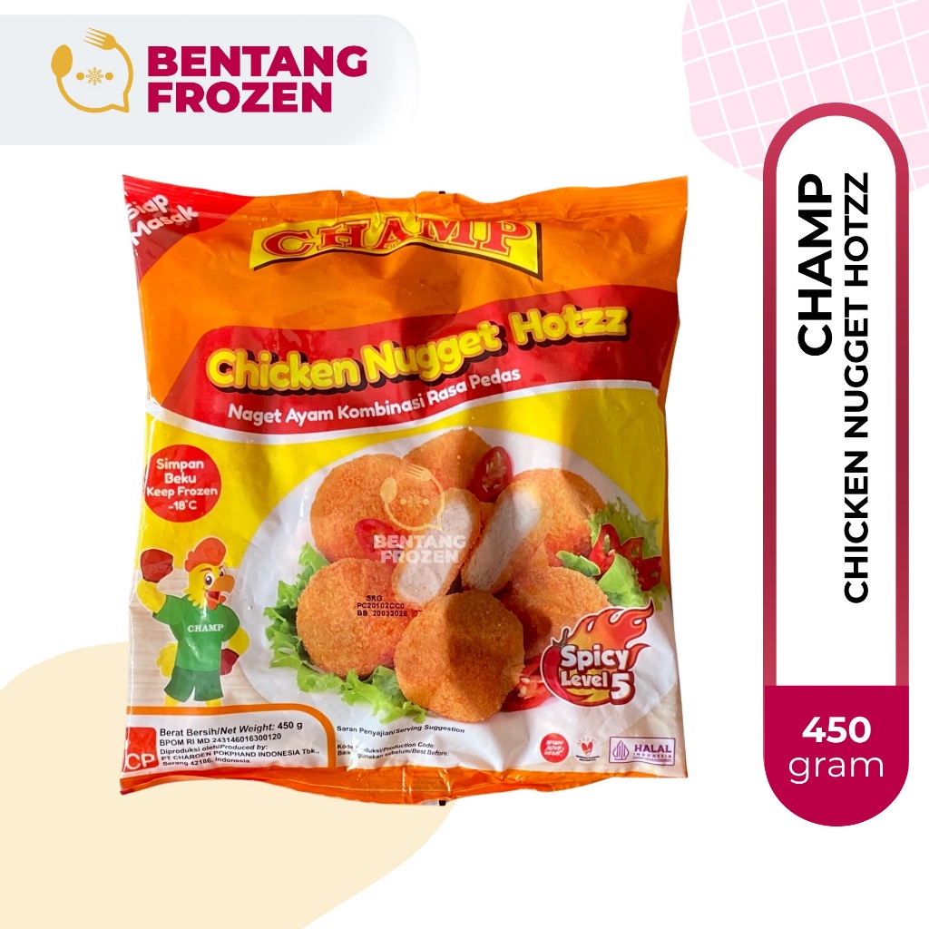 

Champ Chicken Nugget Hotzz Level 5 450gr / Champ Nugget Pedas / Nugget Ayam Pedas