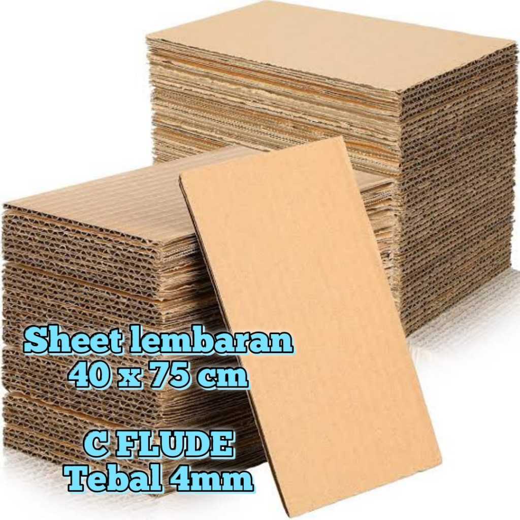 

KARDUS SHEET LEMBARAN 40 X 75 CM POLOS TEBAL 4MM C-FLUDE 75X40 CM / 40X75 CM