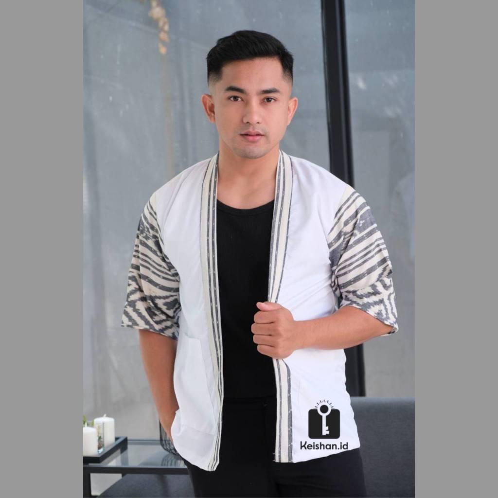 Keishan.id - Outer Batik Tenun Pria Kimono Etnik Unisex Cardigan Bolero Songket Asli Toraja Sumba Ba