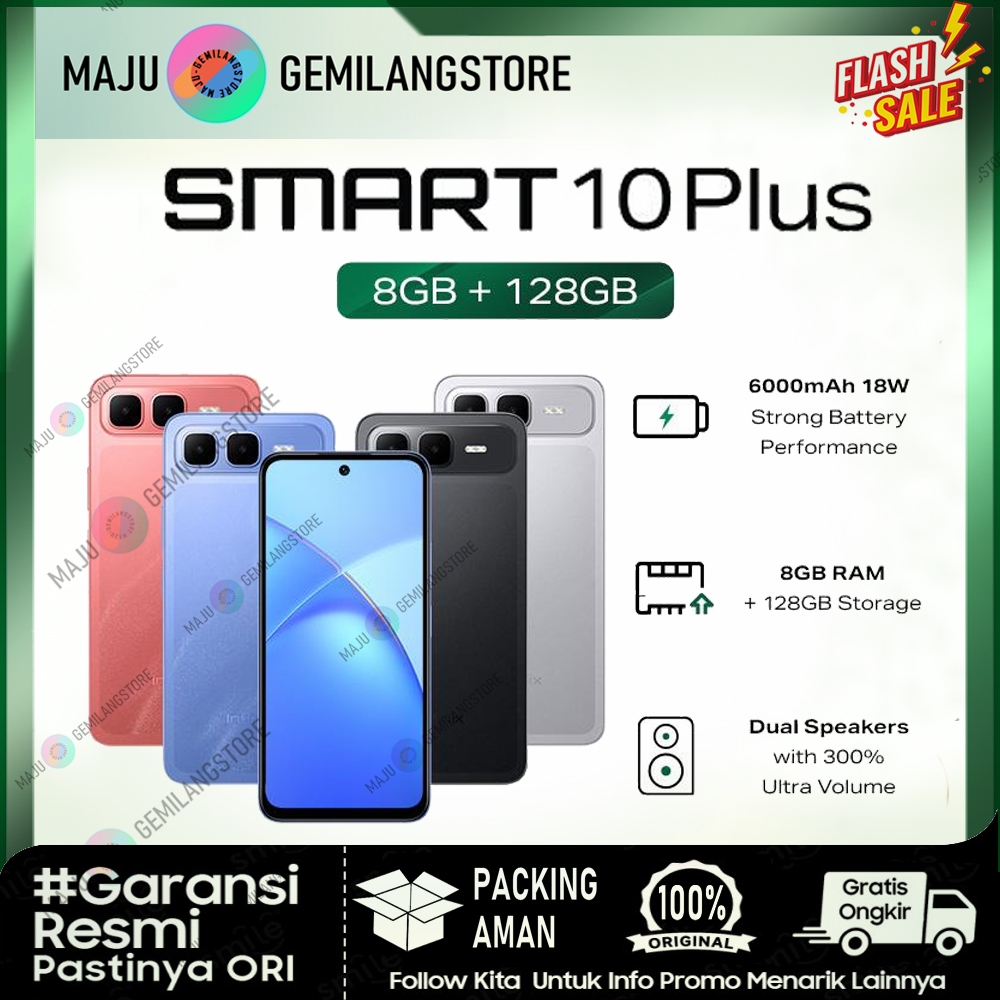 Infinix Smart 10 Plus 8/128GB - Up to 16GB Extended RAM - 6.67 inch 120Hz HD+ - T7250 - 6000 mAh - G