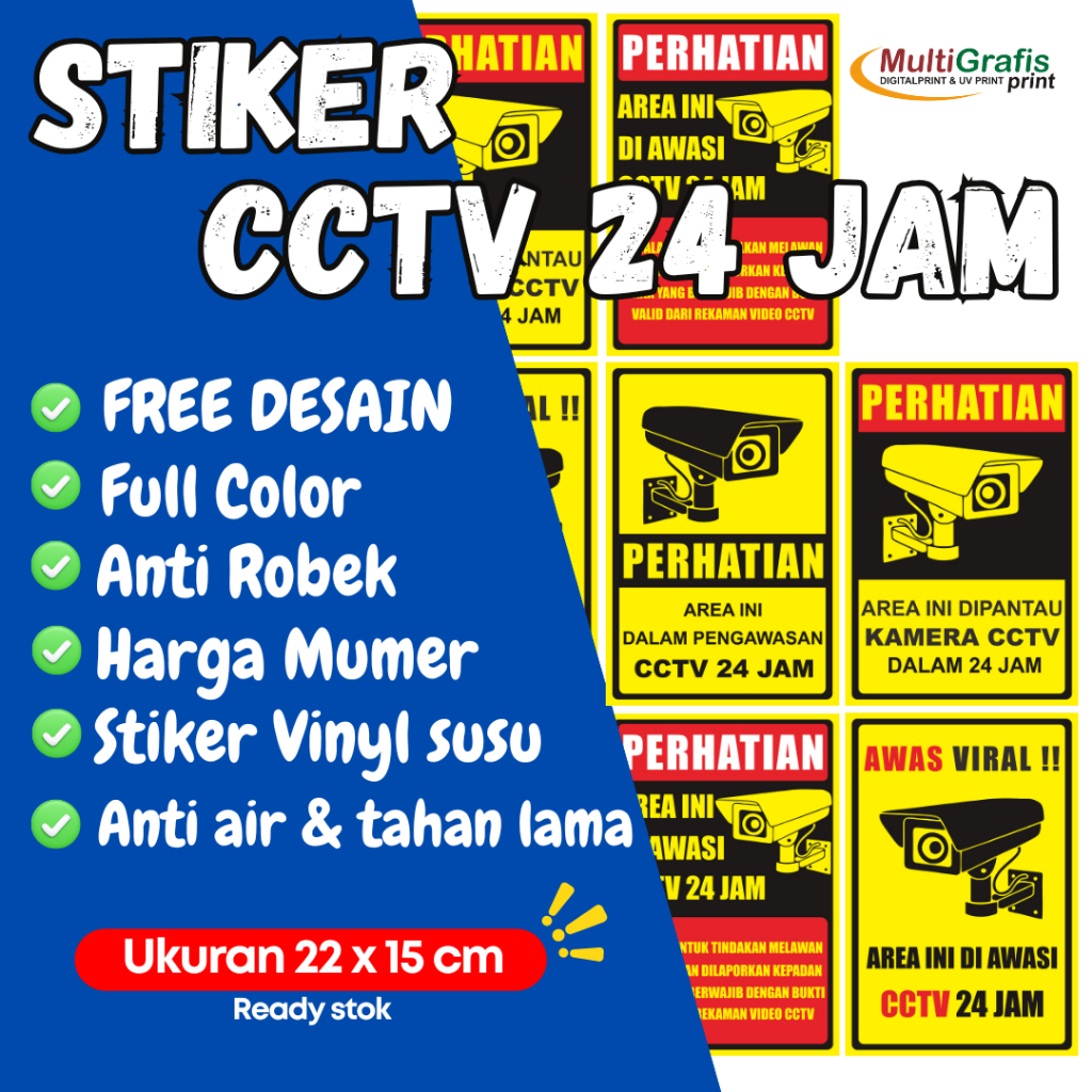 

STIKER CCTV FREE DESIGN BARU (STIKER VINYL) / Sticker CCTV
