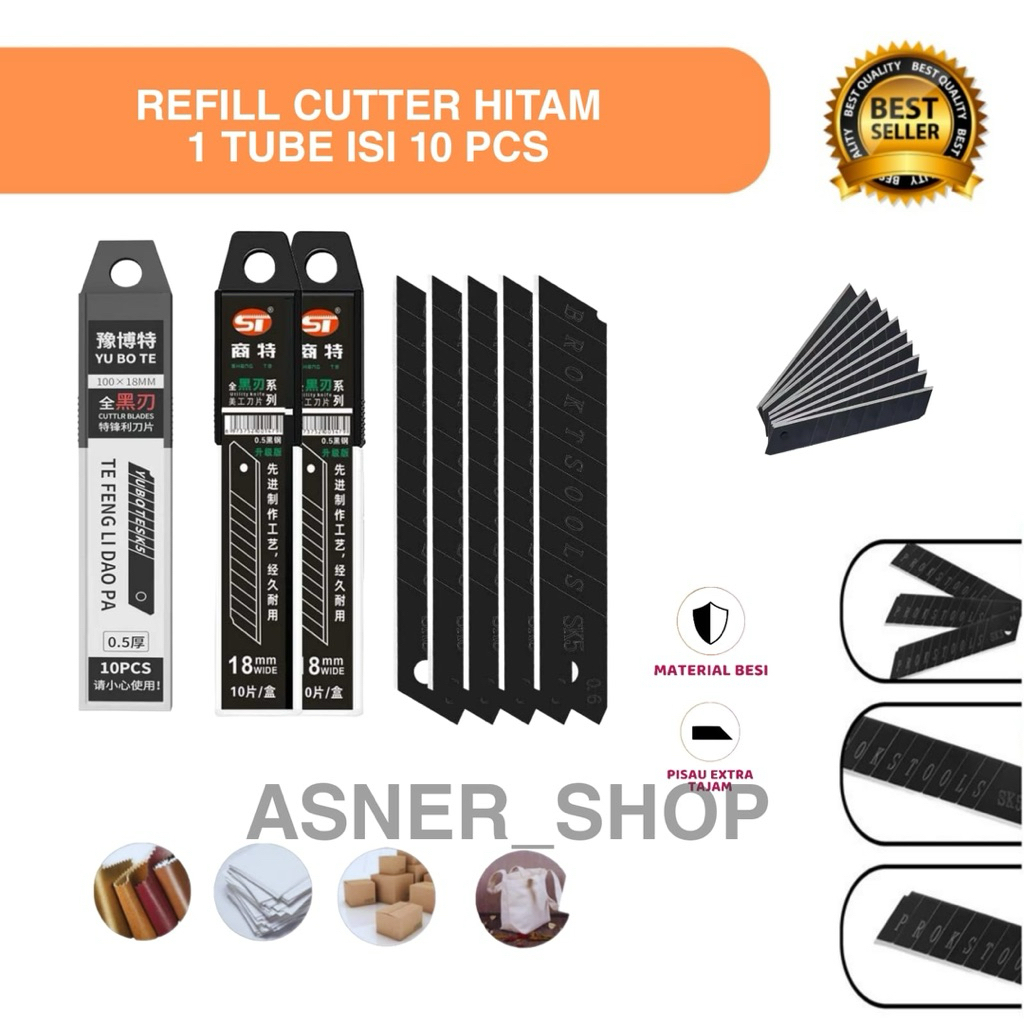 

( RCH ) Refill / isi ulang Cutter Hitam Pisau Besar isi 10 pcs Tajam Kater