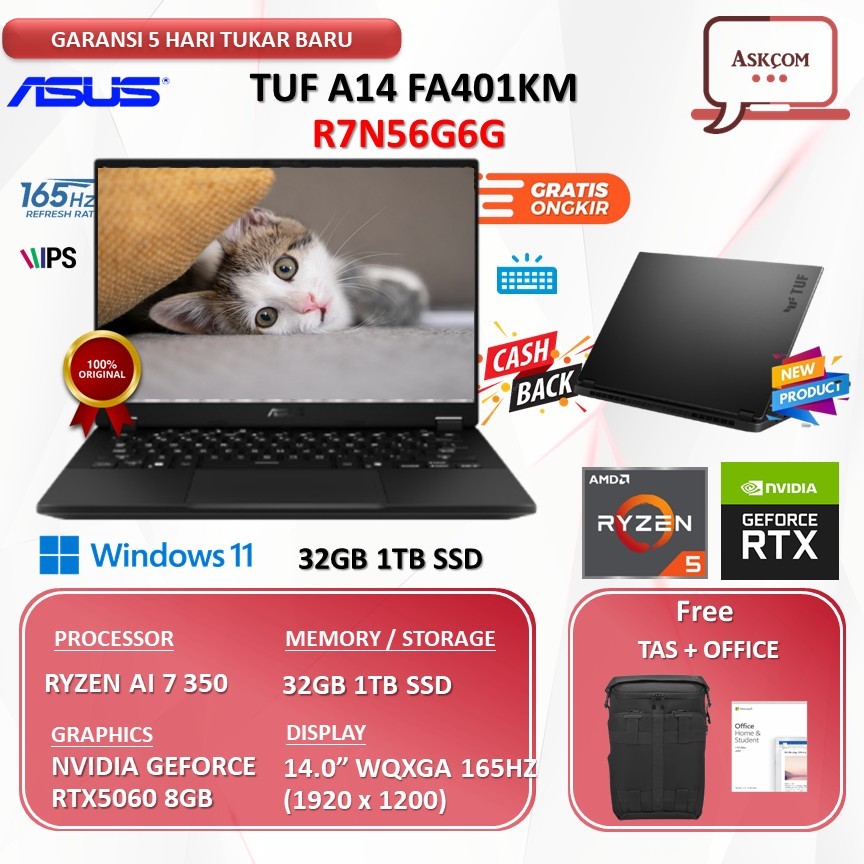 Asus Tuf A14 FA401KM RYZEN AI 7 350 RTX5060 8GB | 32GB 1TB W11+OHS+M365B 14.0 WQXGA 165HZ 100SRGB