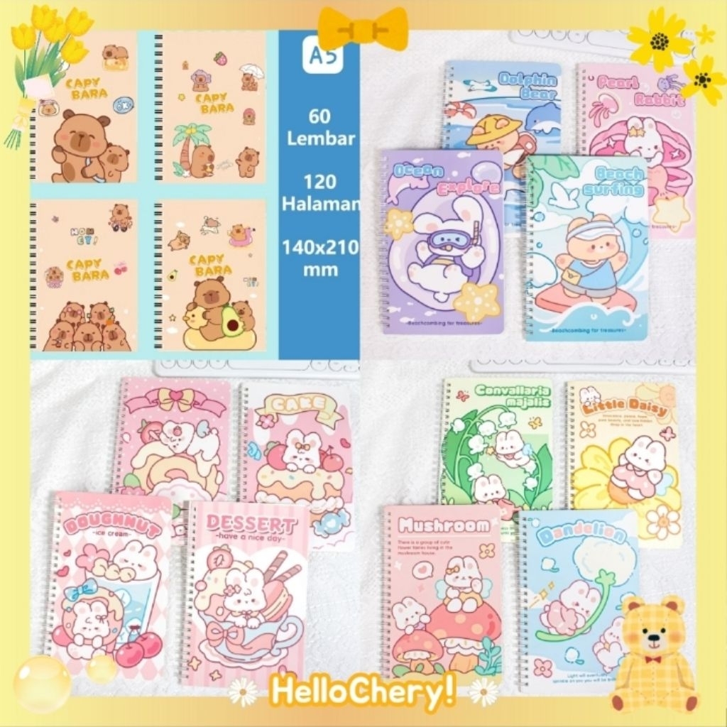 

HelloChery! Notebook Lucu Cartoon A5 Buku Diary 60 Lembar Buku Jurnal Buku Catatan Buku Tulis Sekolah Lucu