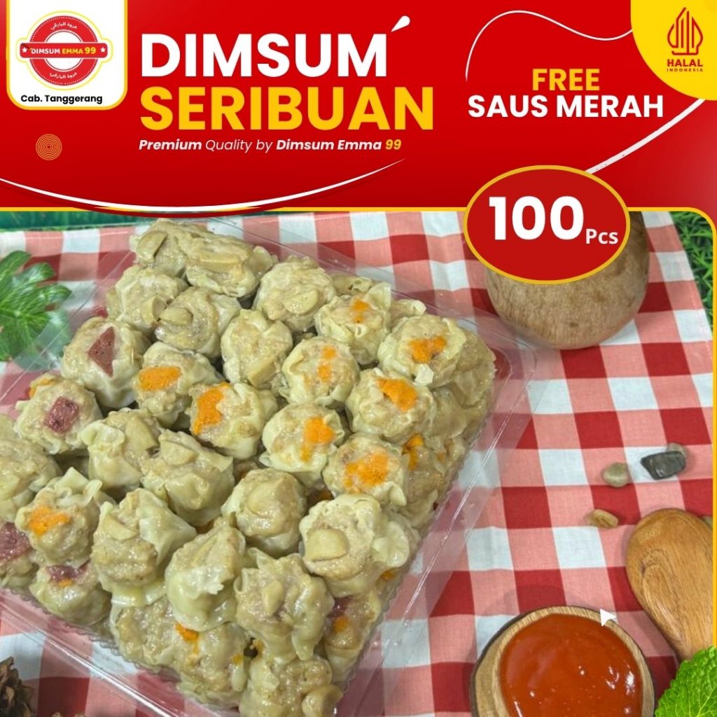 

Dimsum Seribu/Mini Hemat isi 100 Pcs Free Saus Merah & Halal HARGA RESELLER
