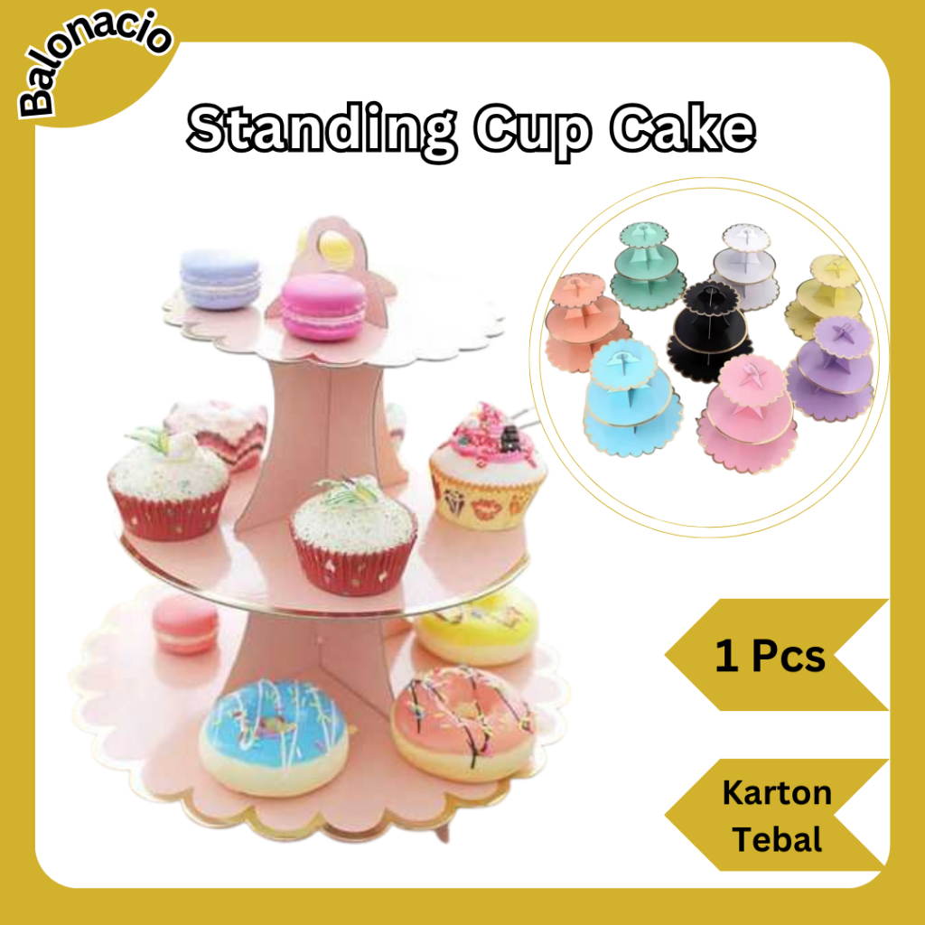 BALONACIO Standing Cup Cake 3 Layer / Rak Susun Kue 3 Tingkat