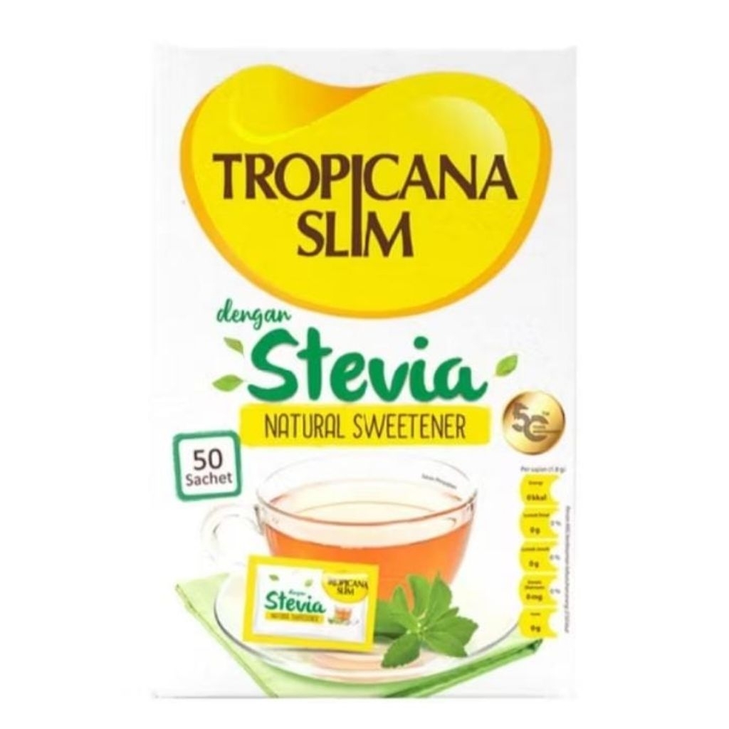 

Tropicana Slim Stevia Pemanis Natural 50 × 2.6g