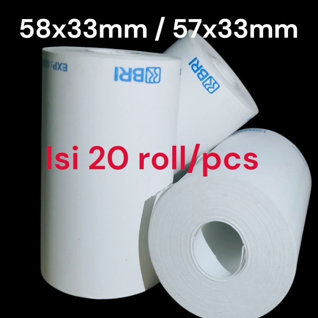 

20 roll kertas thermal BRI 58/57x33mm
