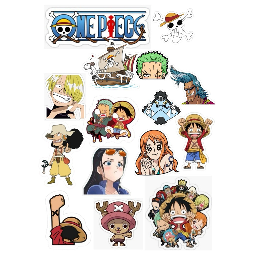

STICKER ONE PIECE UNTUK LAPTOP/HP/TUMBLR/TAB/ SCRAP BOOK GLOSSY Uk 4-6cm (15 pcs)