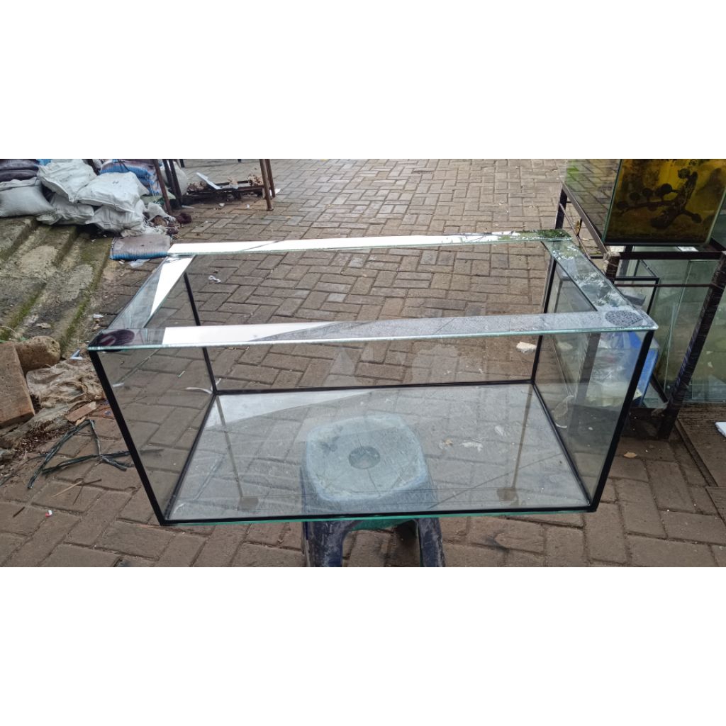AQUARIUM KACA UKURAN 80x40x40cm SEALENT HITAM KACA 8/5mm