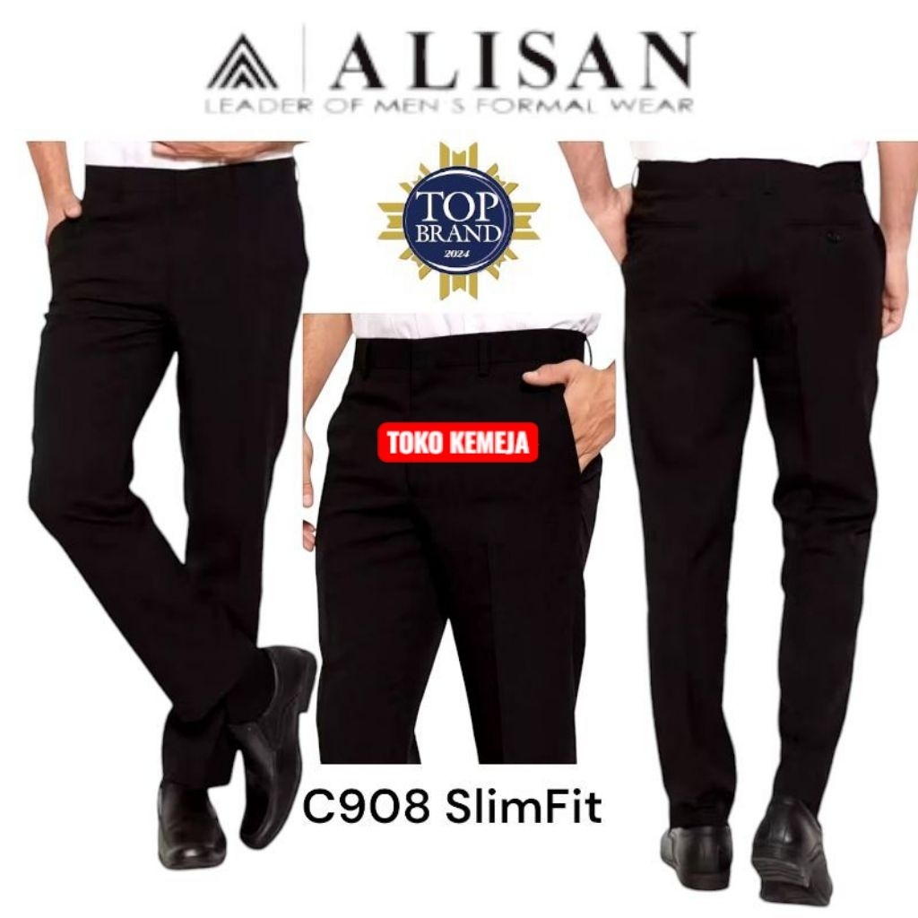 ALISAN celana formal pria hitam SlimFit ORIGINAL