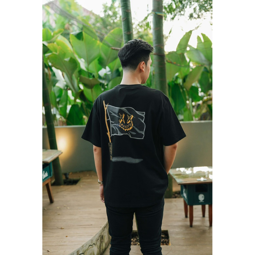Ricky Is Clown Vintage Flag Smiley Tee Black Original / Baju Kaos RickyisClown Authetic