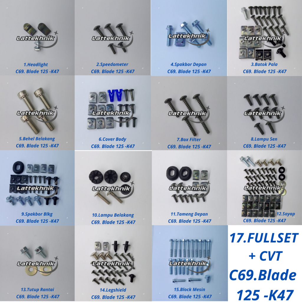 C69. Blade 125 ( Blade 125 FI ) Baut Lengkap Full Set Body honda Blade 125 ( Blade 125 FI )