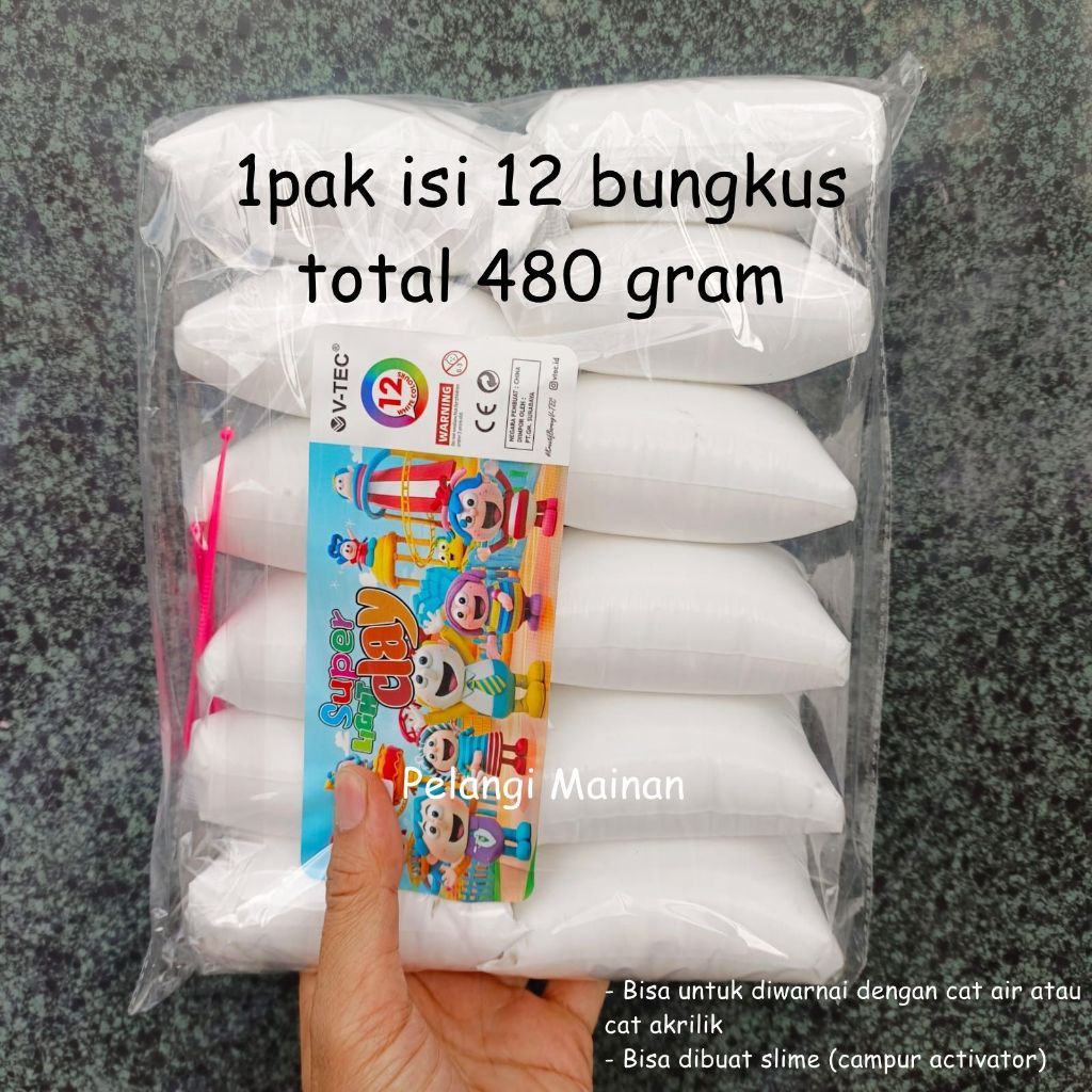 HARGA GROSIR 480gr putih Soft Clay / Polymer Clay / Light Clay / Mainan Edukasi Anak Kreatif