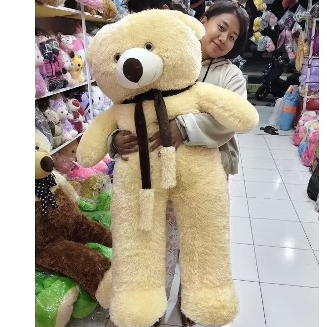 Boneka Panda Beruang Syall Telapak Cream Pink 1,4 meter Besar Sebesar Manusia