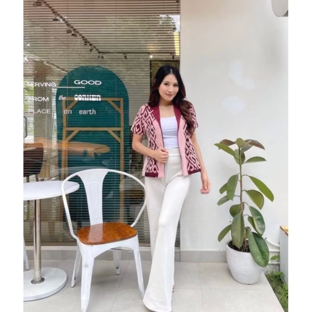 Blazer tenun jepara outer tenun atasan wanita blazer gaya blazer laris baju tenun jepara