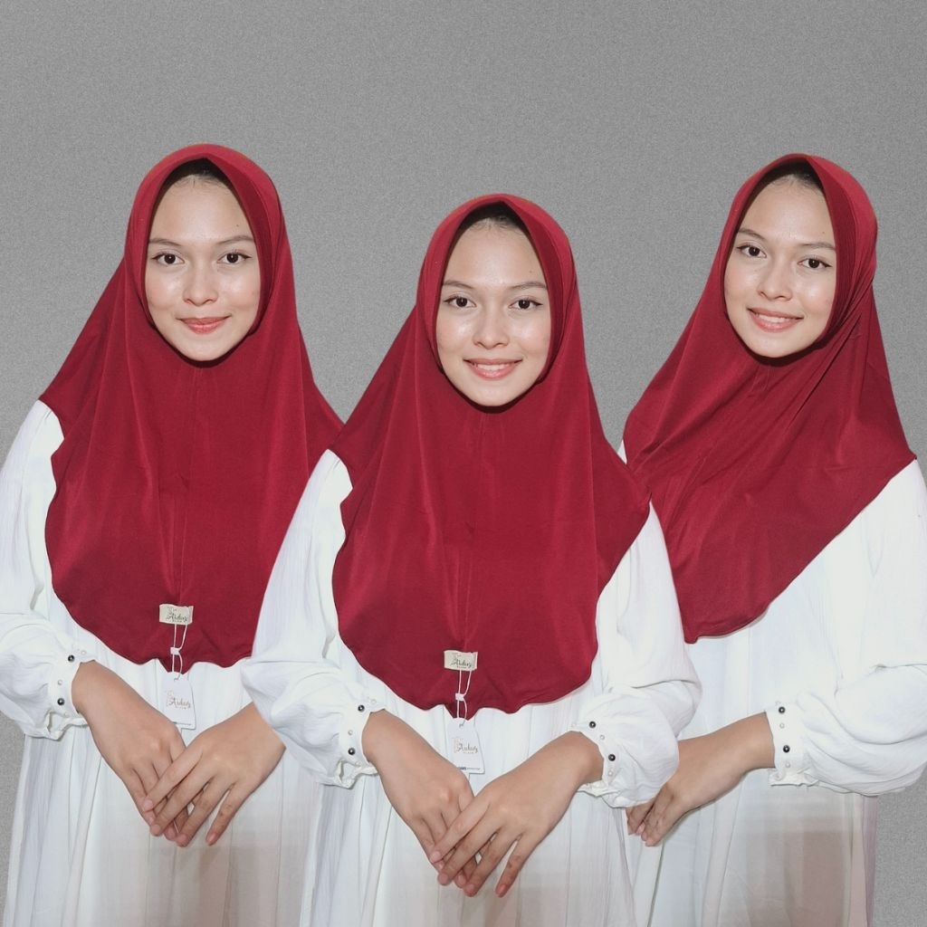 Hijab Bergo Hamidah Pinguin Merah Hati/Maroon by Ardavyhijab