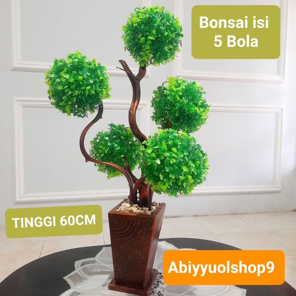 Tanaman Plastik Bonsai Bola Bola | Gressball isi 5 Bola | Bonsai Hias Aestetic | Tanaman Palsu | Bon