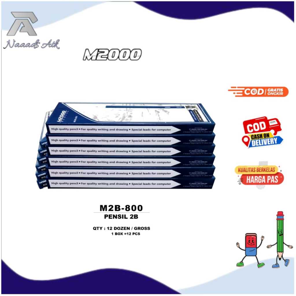 

Pensil M2000 12 Pcs 2B Alat Tulis Anak Pencil