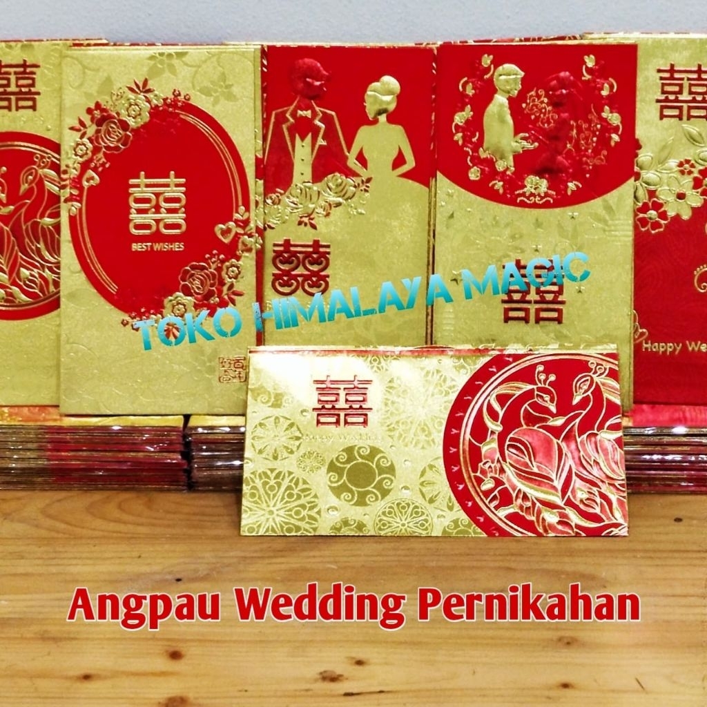 

Angpau Shuang Xi Hurup emas timbul
