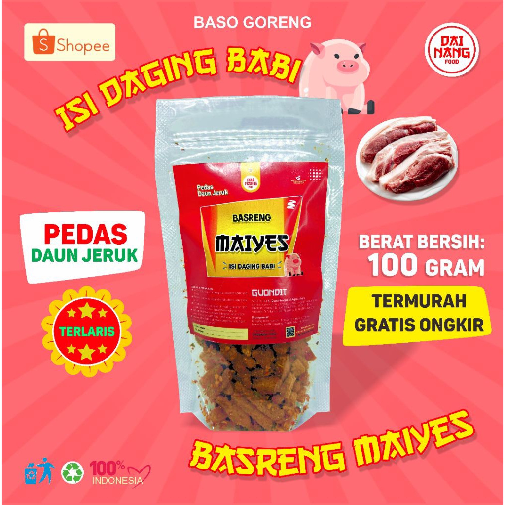 

BASRENG BABI (B2) PEDAS DAUN JERUK KEMASAN 100 GRAM