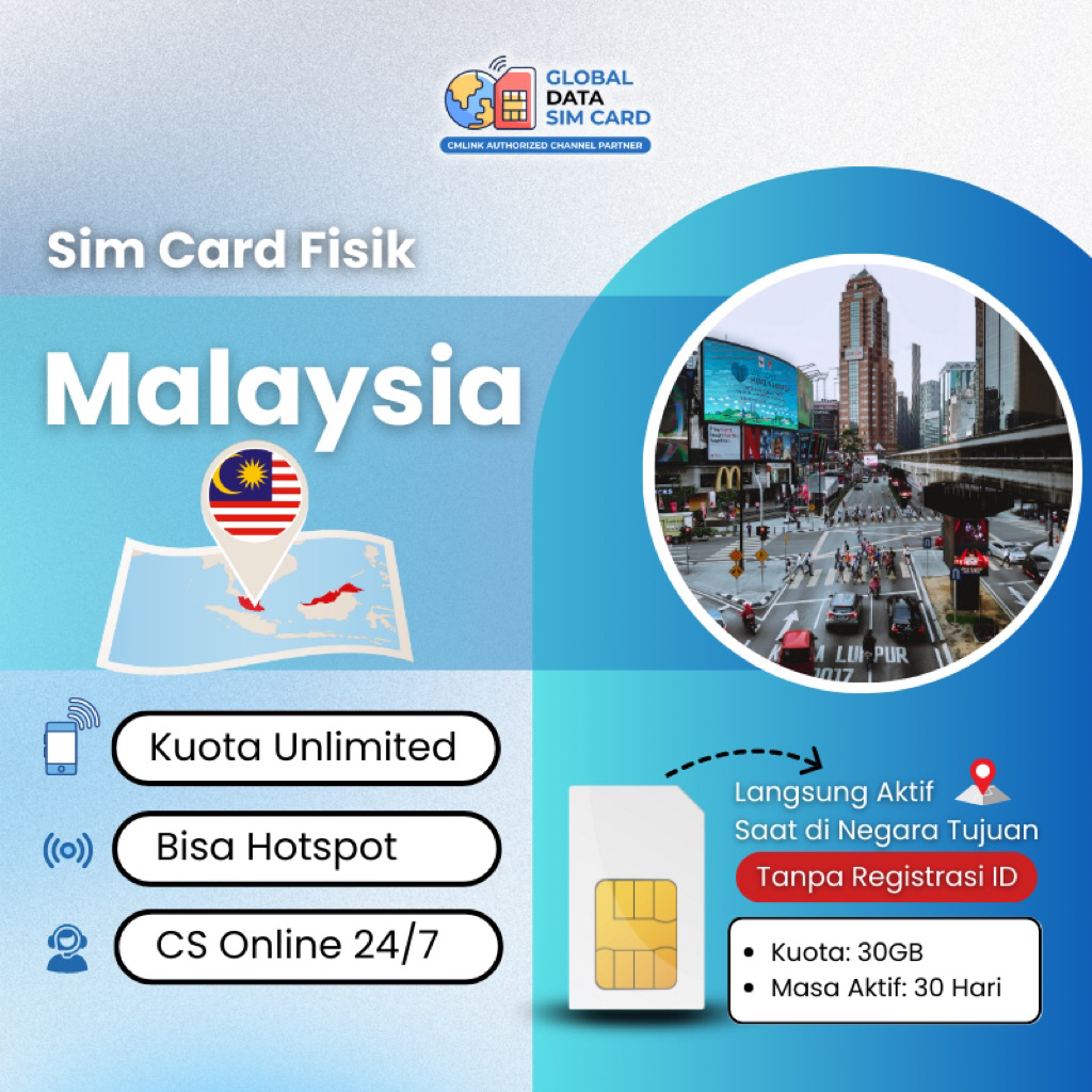 Sim Card Malaysia Unlimited Data Internet 30GB | CMlink Global Data Sim Card Internet Destination Ma