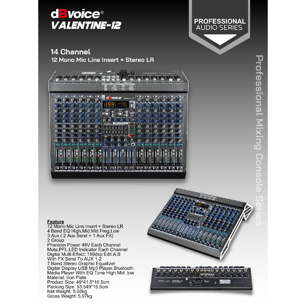 VALENTINE-12 MIXER 12 CHANNEL DBVOICE ORIGINAL / MIXER 12 CHANNEL / VALENTINE 12