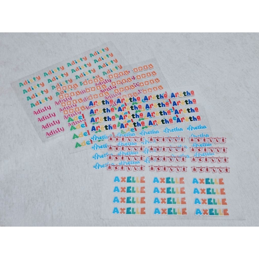 

Stiker UV Label Nama Anak Timbul Waterproof Custom Murah