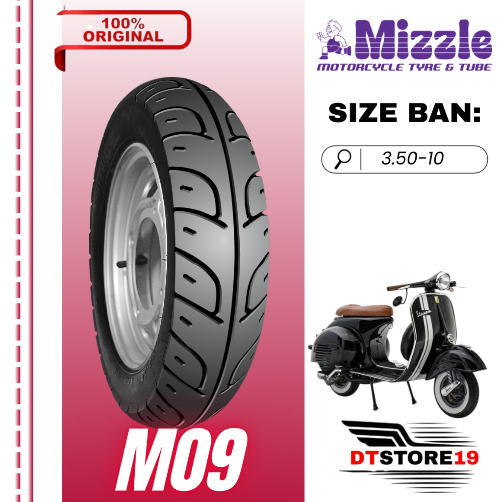 BAN RING 10 MIZZLE M09 TUBELESS 3.50-10 VESPA CLASIC / BAN MOTOR VESPA CLASIC MIZZLE