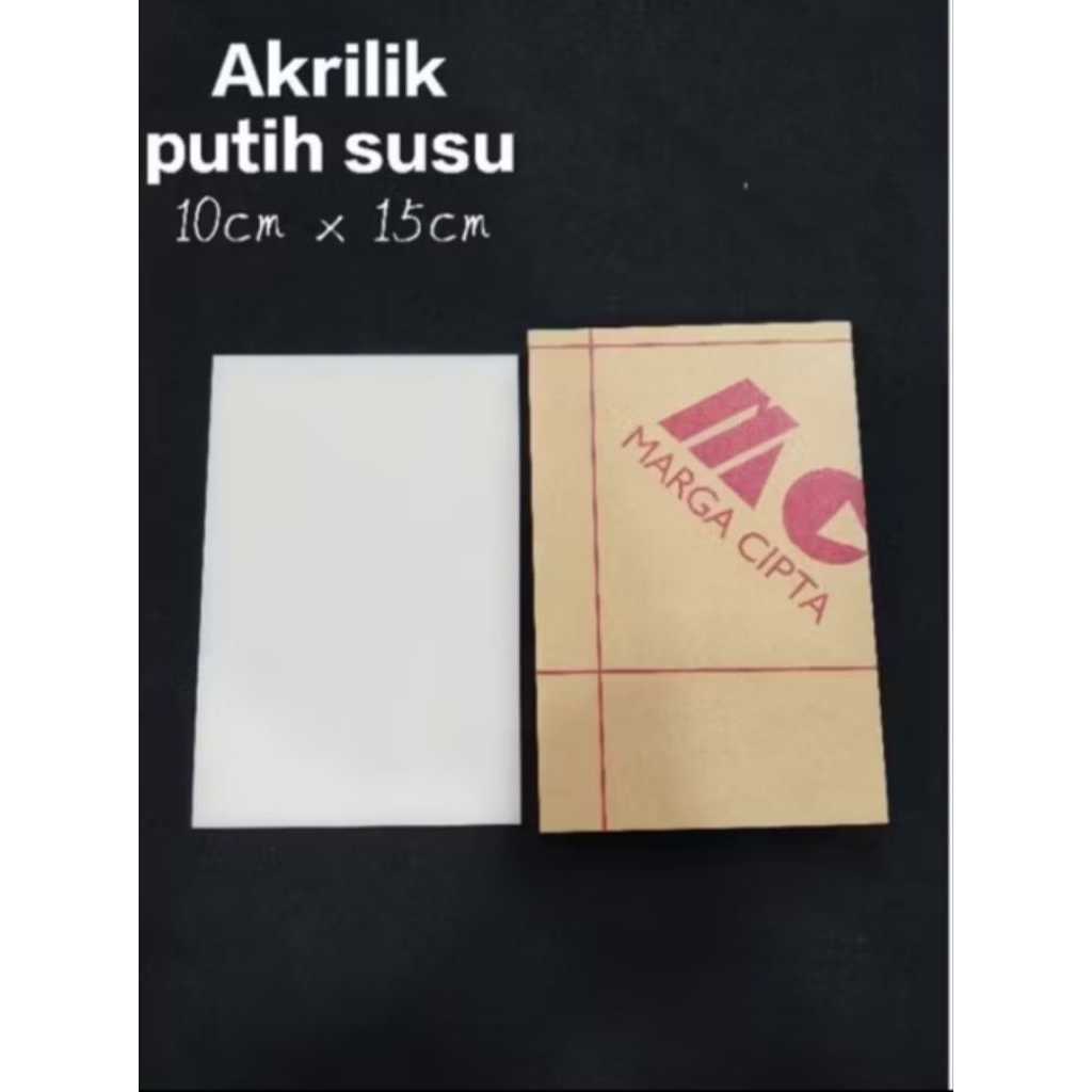 

akrilik/acrilyc putih susu tebal 2mm uk 10×15cm costum lembaran