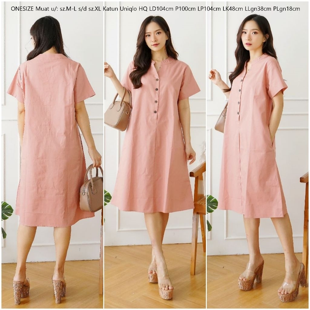 Midi Dress polos katun uniqlo