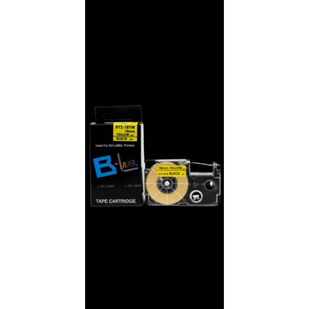 

Compatible Label Tape Casio BYZ 18YW ( Black on Yellow) ukuran 18Mm×8M