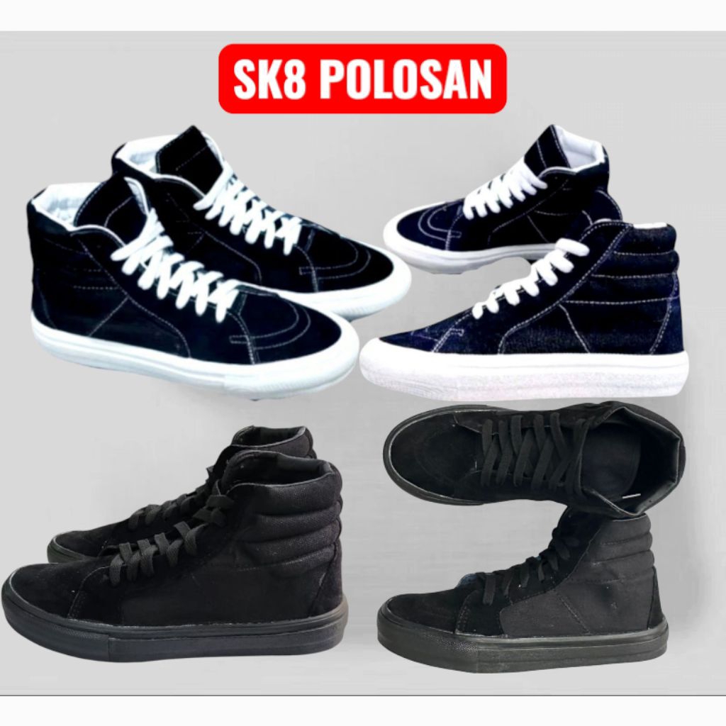 SEPATU LOKAL TINGGI PRIA HITAM PUTIH SEPATU WANITA SEPATU SKATE SEPATU SNEAKERS